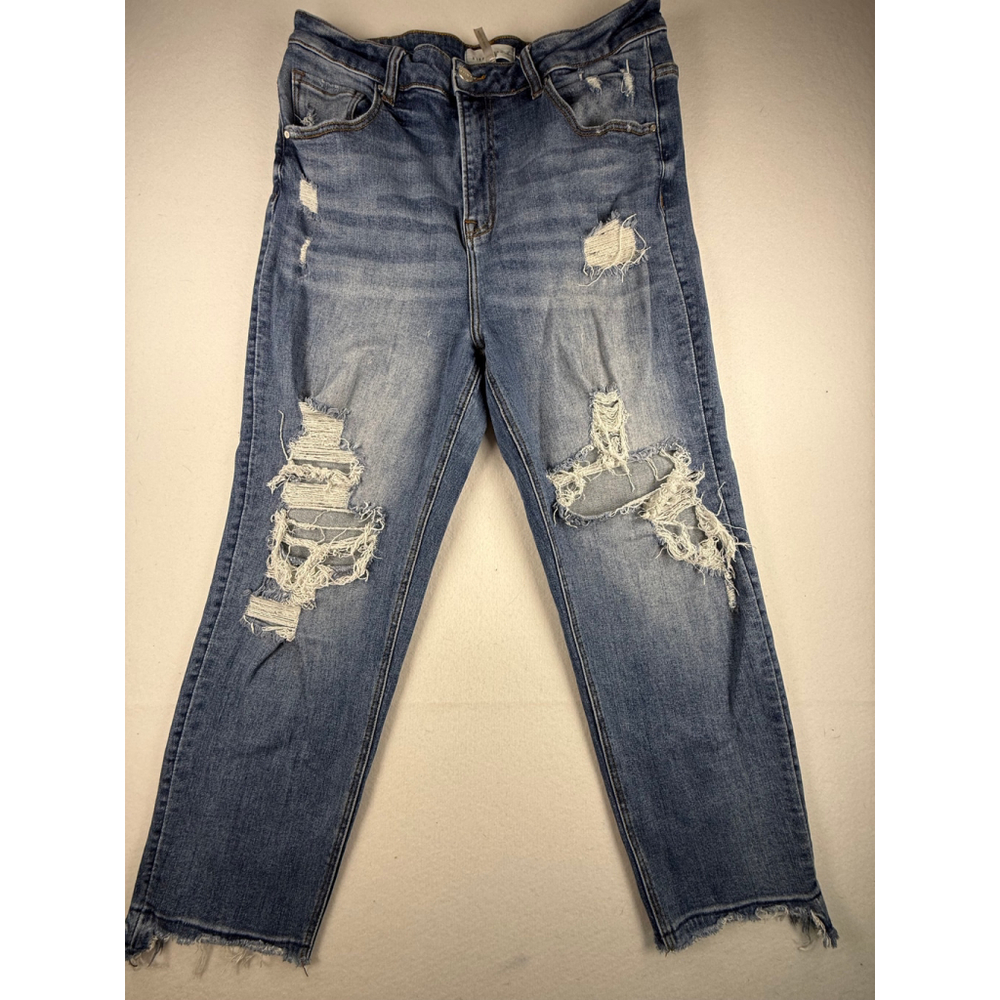 Risen Los Angeles Light Wash Distressed Raw Hem Straight Jeans Women’s 1XL